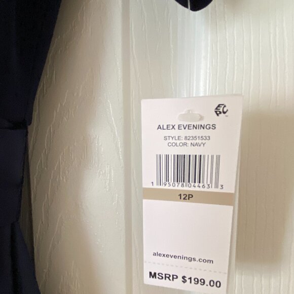 Alex Evenings navy surplice neckline ballgown NWT Size 12P - Picture 4 of 6